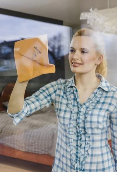 Leckë për dritare Vileda Window Cloth Plus, 30% mikrofibër, e verdhë