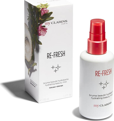 Spray fytyre Clarins My Clarins Re-Fresh Hydrating Beauty Mist, 100ml, hidratues, me aromë frutash dhe lulesh