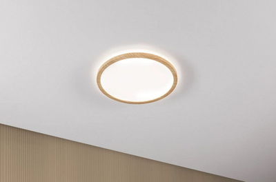Lampë tavani Paulmann Atria Shine, LED, Ø42cm 3000K, efekt dru lisi