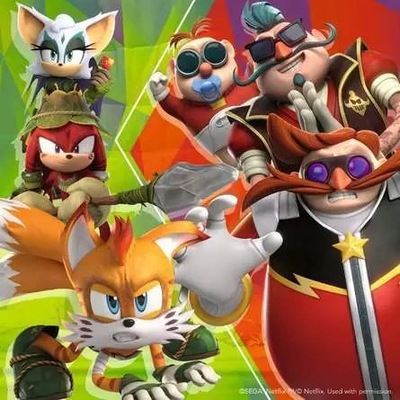 Puzzle për kalamoj Ravensburger Sonic Prime 5695, set 3x49 copa, 5+ vjeç, shumëngjyrësh