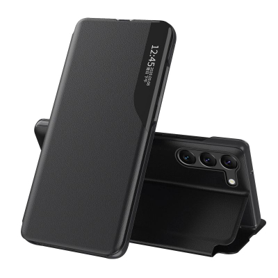 Kapak telefoni Eco Leather View për Xiaomi POCO C65 Redmi 13C, me flip cover, me dritare, i zi