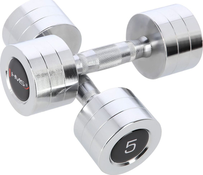 Hantelë kromi HMS CHD05, set 2x5kg, çelik inox, argjendtë