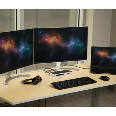 Stacion dokimi StarTech.com USB-C USB-A, për dy ekrane 4K 60Hz, 6 porta USB 3.0, i zi