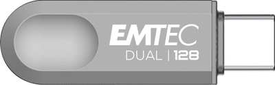 USB flash Emtec Dual D280, 128GB, USB 3.2 Type C, gri