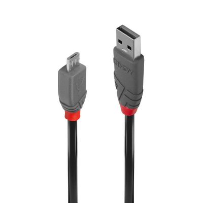 Kabllo USB Lindy Anthra Line, USB A në microUSB, 5 m, gri