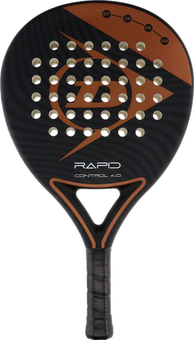 Raketë padel Dunlop Rapid Control 4.0, 360g, grafit EVA, e zezë me ari
