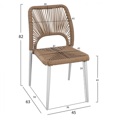 Set Tavolinë 120×80 cm + 4 karrige me litar,"HM11534.01", bardhë