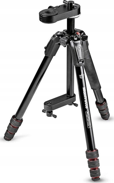 Tripod Manfrotto VR Alumini, alumin, lartësi që rregullohet, i zi