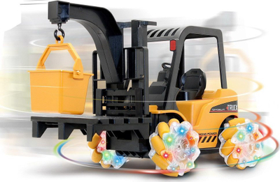 Lodër forklift me telekomandë Leantoys, rrotullim 360°, rrota me drita, shumëngjyrëshe