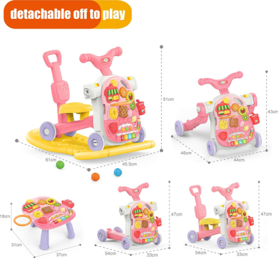 Edukator ecje Woopie Baby 5 në 1, multifunksional, me panel muzikor, rozë