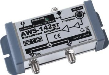 Përforcues antene AMS AWS 142M, rregullim fitimi, DC 12V, gri