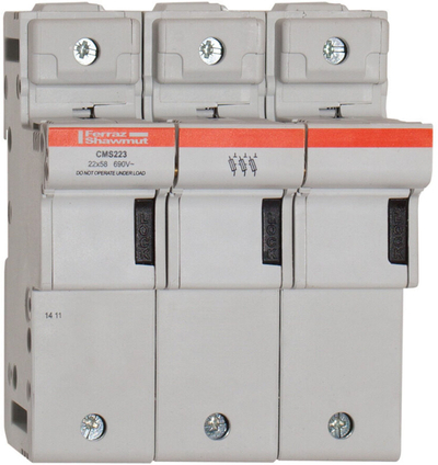 Mbajtës siguresash Mersen Ferraz Shawmut CMS223, 125A, 3P 22x58mm 690V AC, gri
