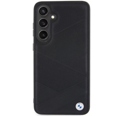 Kapak telefoni BMW për Samsung Galaxy S24 Plus, lëkurë natyrale, teksturë që s’rrëshqet, i zi