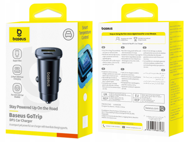 Karikues makine Baseus 30W, USB A dhe USB C, karikim i shpejtë, i zi