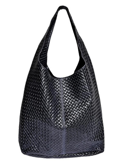 Çantë shoper Luisa Vannini AW25 LV 8151, lëkurë natyrale, blu