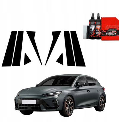 Folie mbrojtëse për shtylla GrizzGlass BodyShield, Cupra Leon Sportstourer 2024-2025, 8 copa, e zezë me shkëlqim