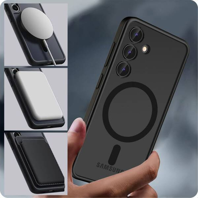 Mbulesë telefoni Tech-Protect Magmat MagSafe për Samsung Galaxy S24, TPU dhe polikarbonat, ngjyrë e zezë matte