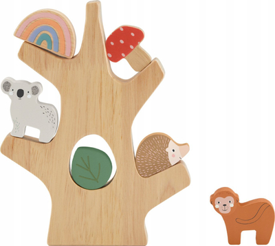 Lodër druri Fisher-Price Balance Tree, 10 copa, aktivitet për grumbullim, shumëngjyrëshe
