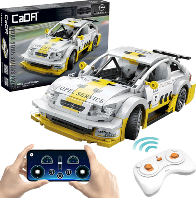 Set ndërtimi CaDA Opel Astra V8 Coupe C51081W, me telekomandë, makinë garash, i bardhë e verdhë