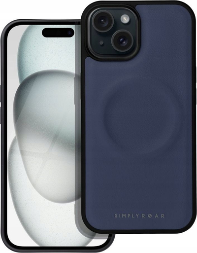 Kapak telefoni Roar Mag Morning për iPhone 15, eco lëkurë, MagSafe, blu navy