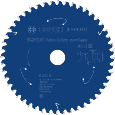 Disk sharrë rrethore Bosch Expert Aluminium Cordless, Ø150mm, 48 dhëmbë, blu