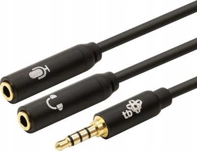 Adapter audio TB Touch, 3.5mm mashkull në 2x 3.5mm femër, 30cm, i zi