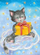 Kartë urimi dhe letër Henry Holt A5 Cat With Gift, format A5, shumëngjyrëshe