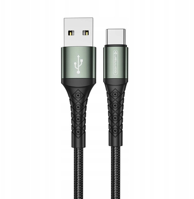 Kabllo USB në USB-C JELLICO B10, 1m, 3.1A, e zezë