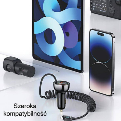 Karikues makine Usams US-CC193, 60W PD QC, 1xUSB-A 18W 1xUSB-C 30W, kabllo Lightning, i zi