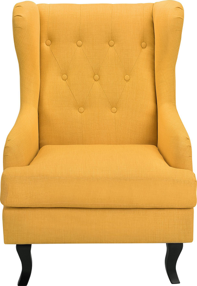 Karrige lounge ALTA Wingback, me cope poliestër, skelet druri, e verdhë