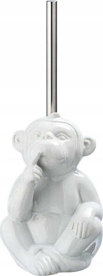 Set furçe tualeti Wenko Monkey Quiet, 22 cm, qeramike, e bardhë