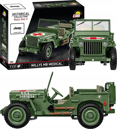 Set ndërtimi Cobi Historical Collection WWII Jeep Willys MB Medical, shkalla 1:12, shumëngjyrësh