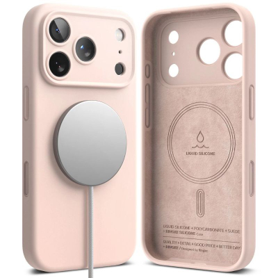 Mbrojtëse telefoni Ringke Silicone Magnetic MagSafe, për iPhone 17 Pro, silikoni, rozë