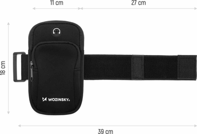 Byzylyk sportiv për telefon Wozinsky, universal, rezistent ndaj ujit, i zi