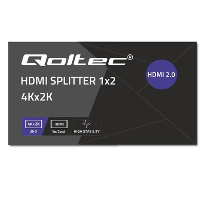 Ndarës HDMI Qoltec 51797, 1x2, 4K UHD, i zi