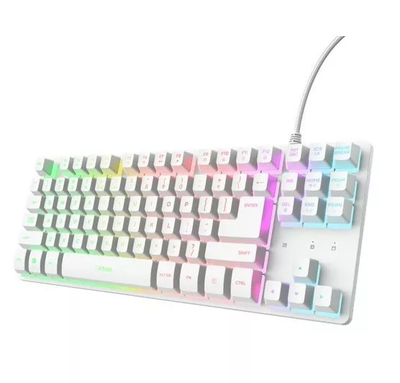 Tastierë gaming Trust GXT 833W Thado TKL, USB, me kabllo, e bardhë