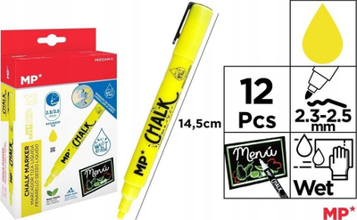 Shkumës i lëngshëm MP Liquid Chalk, paketë 12 copë, i verdhë