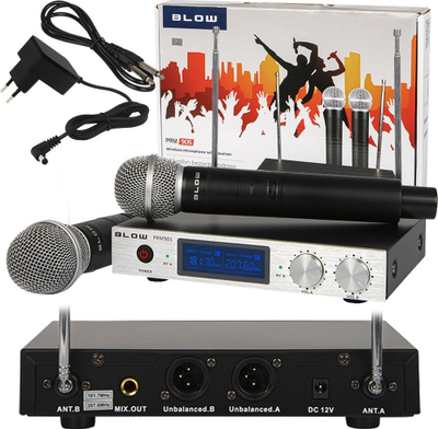 Set karaoke Blow, 2 mikrofonë wireless VHF, i zi