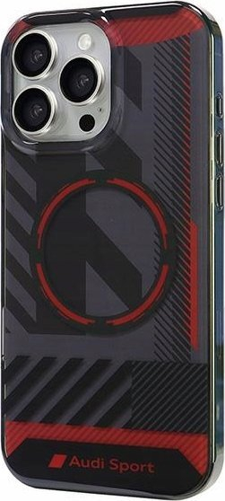 Маска за телефон Audi IML Sport Hardcase, MagSafe, за iPhone 16 Pro Max 6.9\", црна со црвено