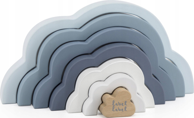 Lodër druri puzzle Label Label Rainbow Cloud, formë re me ylber, blu