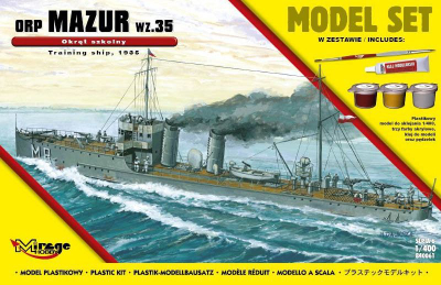 Set model plastik anije Mirage ORP Mazur 1935, shkalla 1:400, me bojëra dhe ngjitës