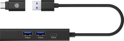 HUB USB Icy Box IB-HUB1439-LAN, 4 në 1, USB 3.2, i zi