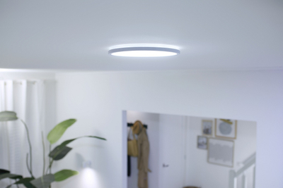 Plafonierë WiZ SuperSlim LED CCT, 29cm, smart, e bardhë