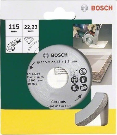 Disk prerës Bosch 2607019472 për qeramikë, 115mm, me diamant, gri