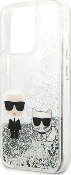 Kapak telefoni Karl Lagerfeld KLHCP13LGKCS, për iPhone 13 Pro, Liquid Glitter, argjendtë