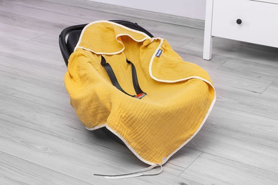 Mbështjellëse muslin për karrocë Sensillo Muslin Swaddle, 75x75cm, pambuk, mustard