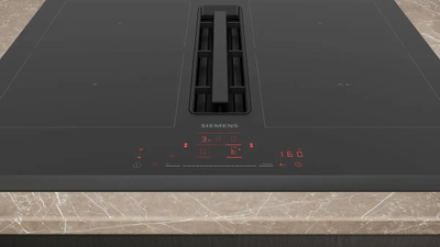 Pianurë induksioni me aspirim Siemens ED631HQ26E, 59cm, 7400W, e zezë