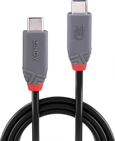 Kabllo USB C Lindy Anthra Line USB4, 1.5m, 240W, gri