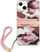 Mbrojtëse telefoni Guess Camo Strap për iPhone 13 Mini 5.4", TPU, me rrip, rozë