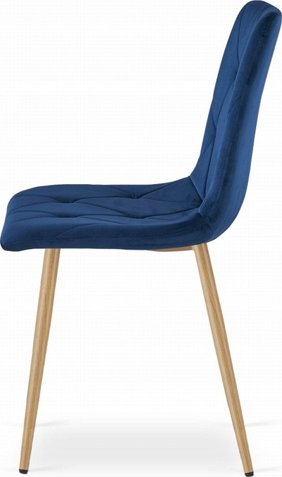 Karrige Libra me kadife blu navy, me këmbë metalike si dru